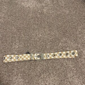 Urban Outfitters Checkered Beige and White Belt